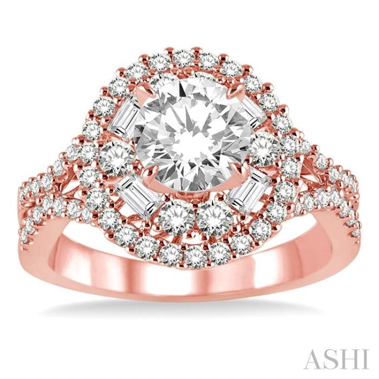 Round Shape Semi-Mount Halo Diamond Engagement Ring