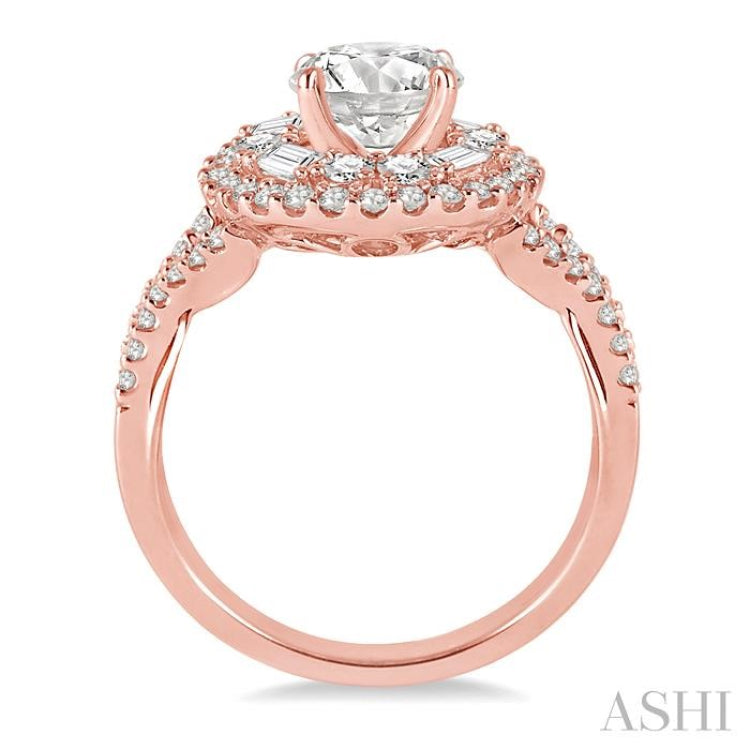 Round Shape Semi-Mount Halo Diamond Engagement Ring