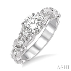 Round Shape Semi-Mount Diamond Engagement Ring