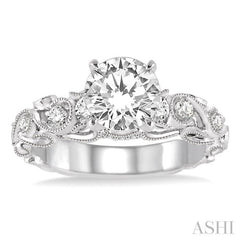 Round Shape Semi-Mount Diamond Engagement Ring