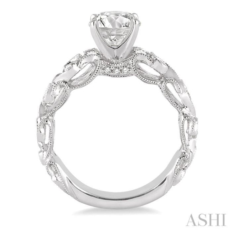 Round Shape Semi-Mount Diamond Engagement Ring