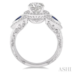 Round Shape Semi-Mount Gemstone & Halo Diamond Engagement Ring