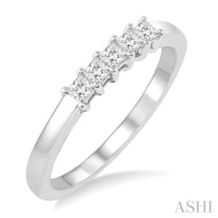 Princess Shape 5 Stone Diamond Wedding Band