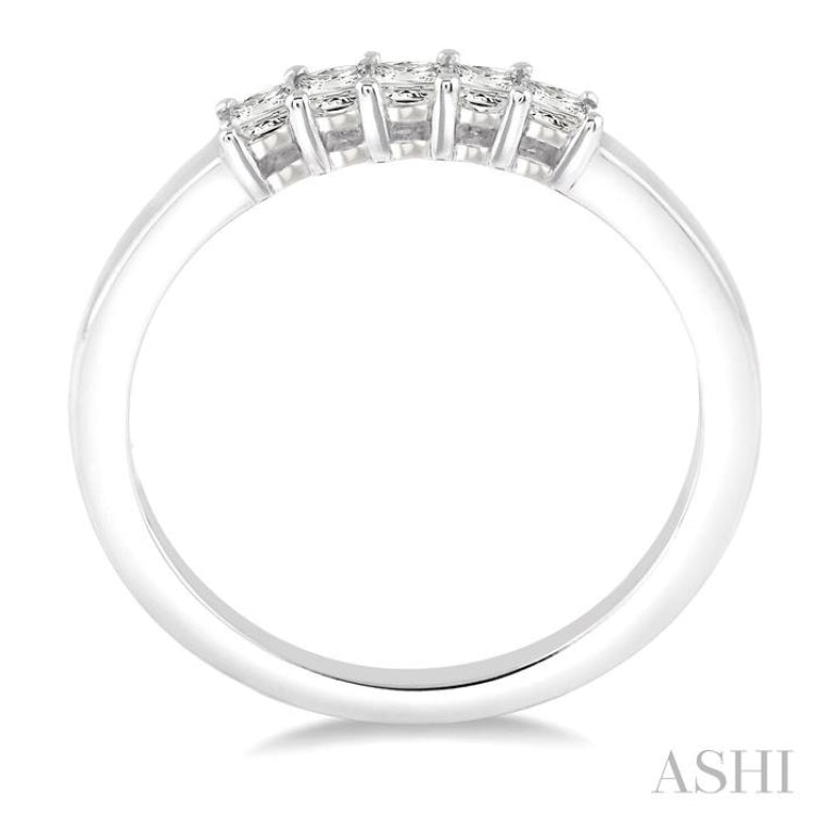 Princess Shape 5 Stone Diamond Wedding Band