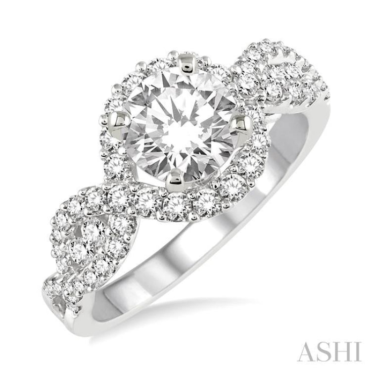 Round Shape Semi-Mount Halo Diamond Engagement Ring