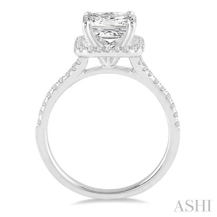 Princess Shape Semi-Mount Halo Diamond Engagement Ring