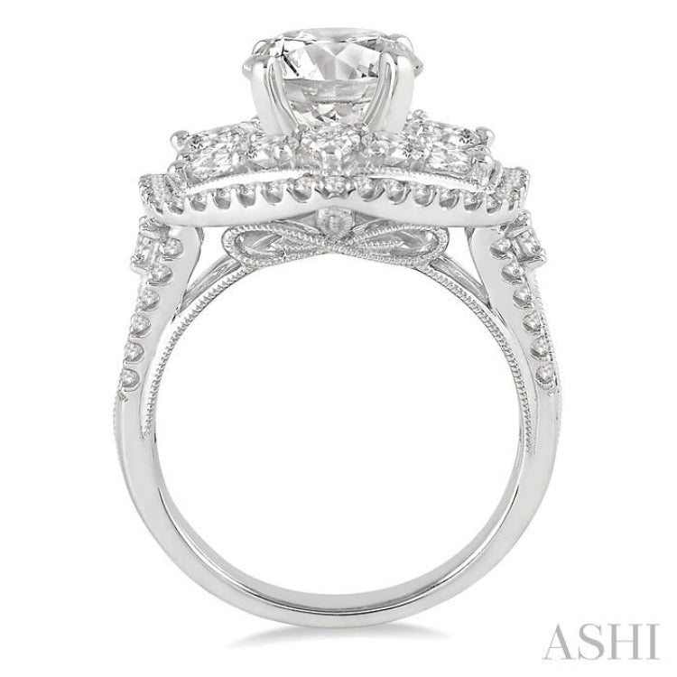 Round Shape Semi-Mount Halo Diamond Engagement Ring