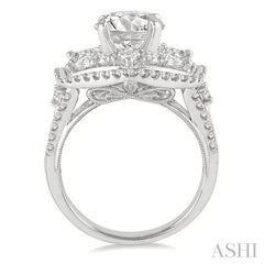 Round Shape Semi-Mount Halo Diamond Engagement Ring