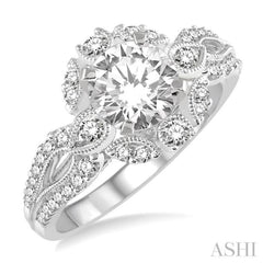 Round Shape Semi-Mount Diamond Engagement Ring