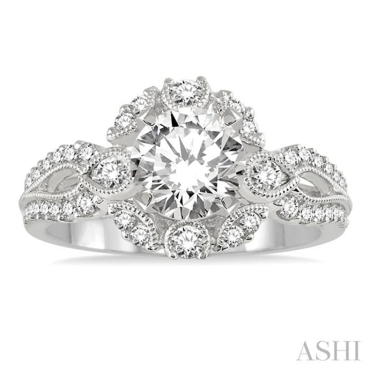 Round Shape Semi-Mount Diamond Engagement Ring