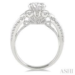 Round Shape Semi-Mount Diamond Engagement Ring