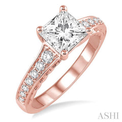 Princess Shape Semi-Mount Diamond Engagement Ring