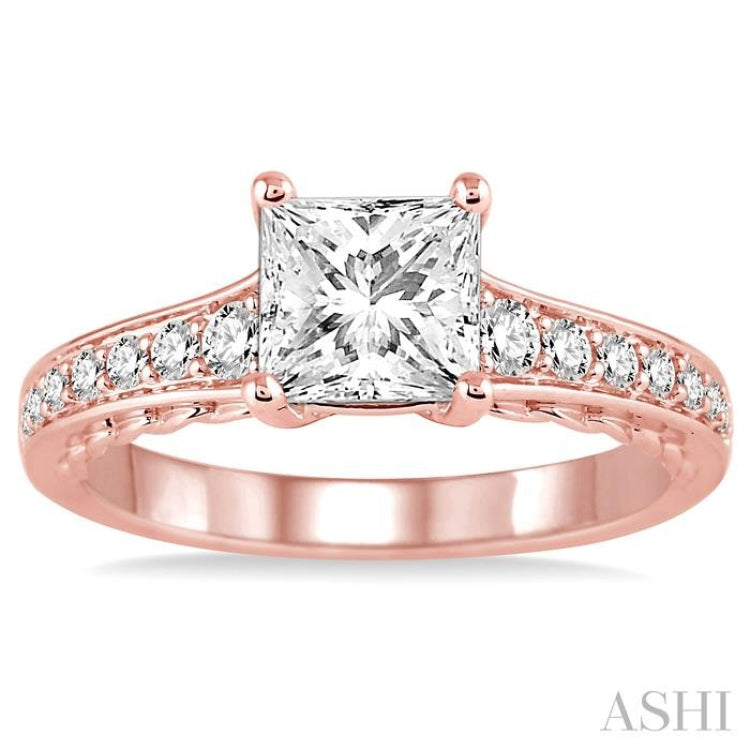 Princess Shape Semi-Mount Diamond Engagement Ring