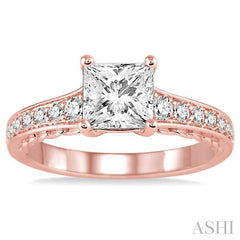 Princess Shape Semi-Mount Diamond Engagement Ring