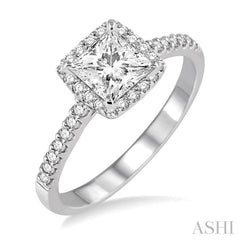 Princess Shape Halo Diamond Engagement Ring