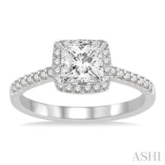 Princess Shape Halo Diamond Engagement Ring