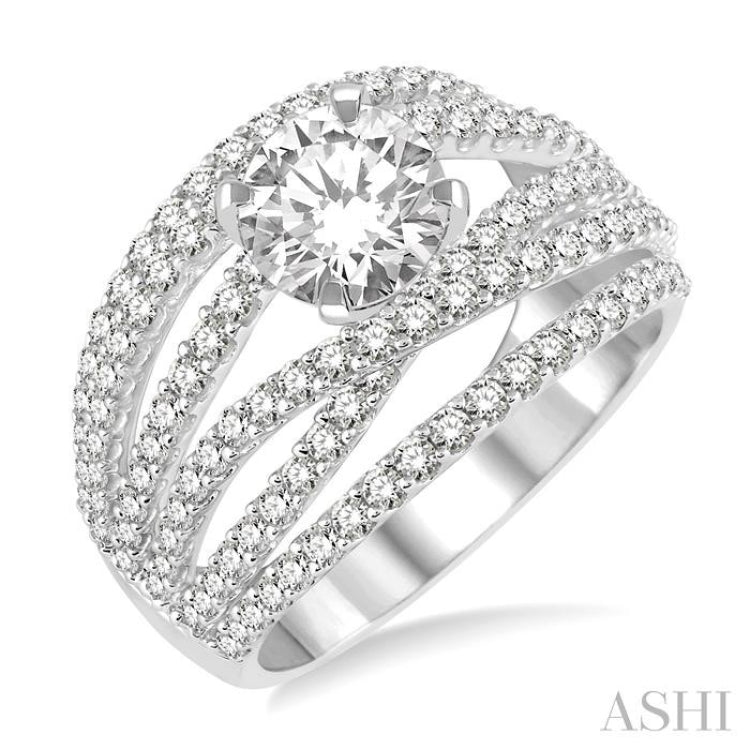 Round Shape Semi-Mount Diamond Engagement Ring