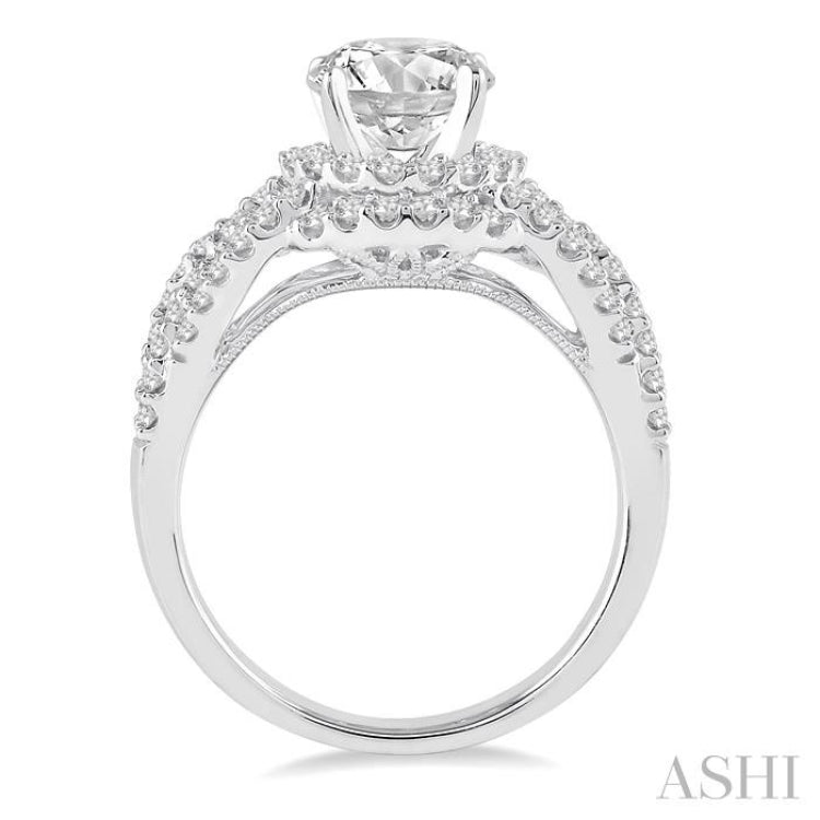 Round Shape Semi-Mount Halo Diamond Engagement Ring