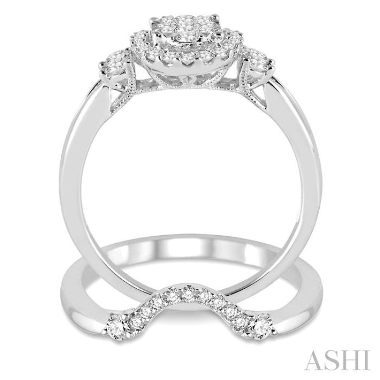 Oval Shape Halo Lovebright Diamond Wedding Set