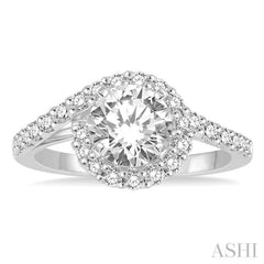 Round Shape Semi-Mount Halo Diamond Engagement Ring