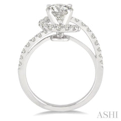 Round Shape Semi-Mount Halo Diamond Engagement Ring