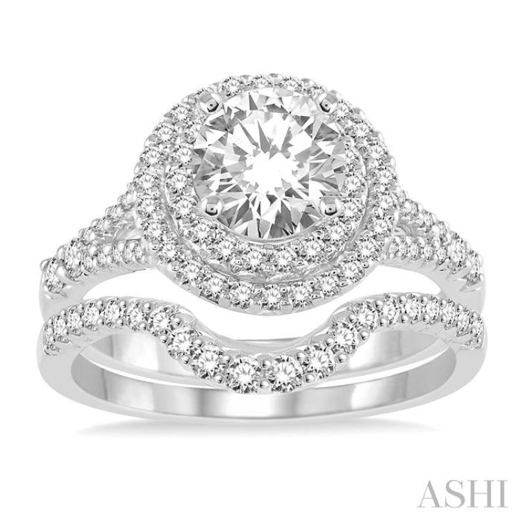 Round Shape Halo Diamond Wedding Set