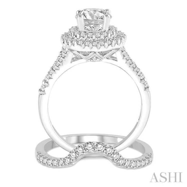 Round Shape Halo Diamond Wedding Set