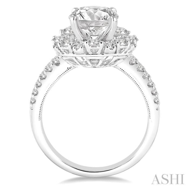 Round Shape Semi-Mount Halo Diamond Engagement Ring