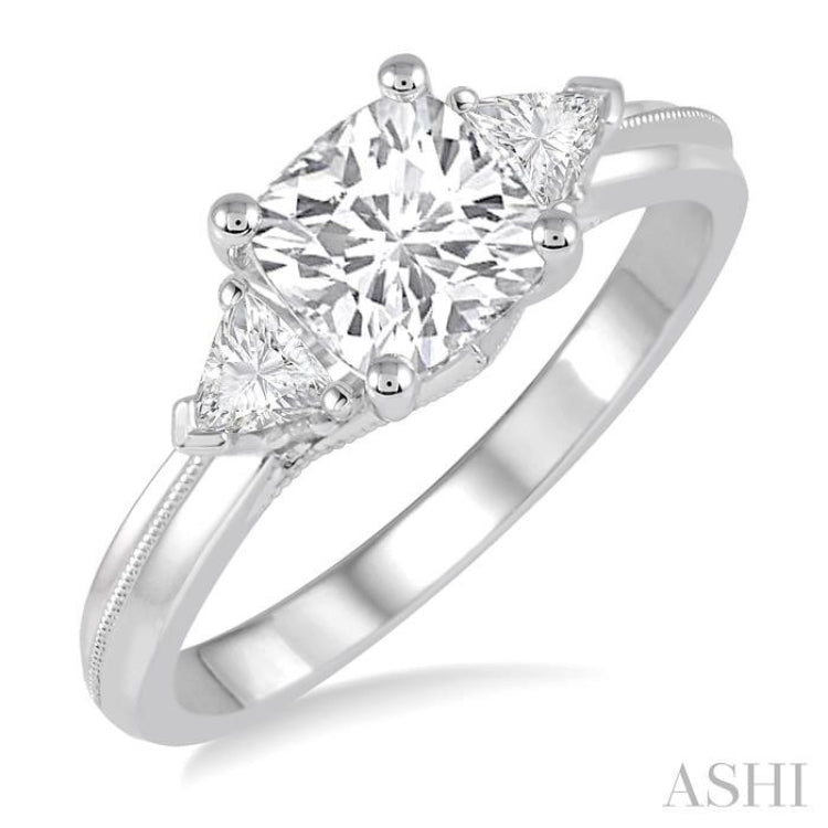 Cushion Shape Semi-Mount Diamond Engagement Ring