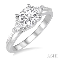 Cushion Shape Semi-Mount Diamond Engagement Ring