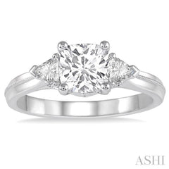 Cushion Shape Semi-Mount Diamond Engagement Ring