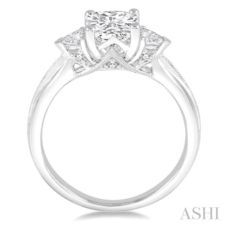 Cushion Shape Semi-Mount Diamond Engagement Ring