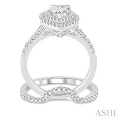 Pear Shape Halo Diamond Wedding Set