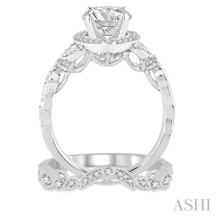 Round Shape Halo Diamond Wedding Set