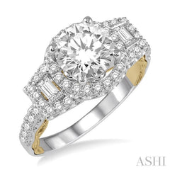 Round Shape Semi-Mount Halo Diamond Engagement Ring