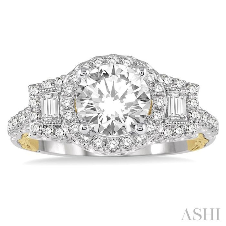 Round Shape Semi-Mount Halo Diamond Engagement Ring