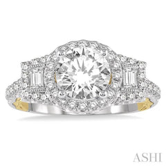 Round Shape Semi-Mount Halo Diamond Engagement Ring