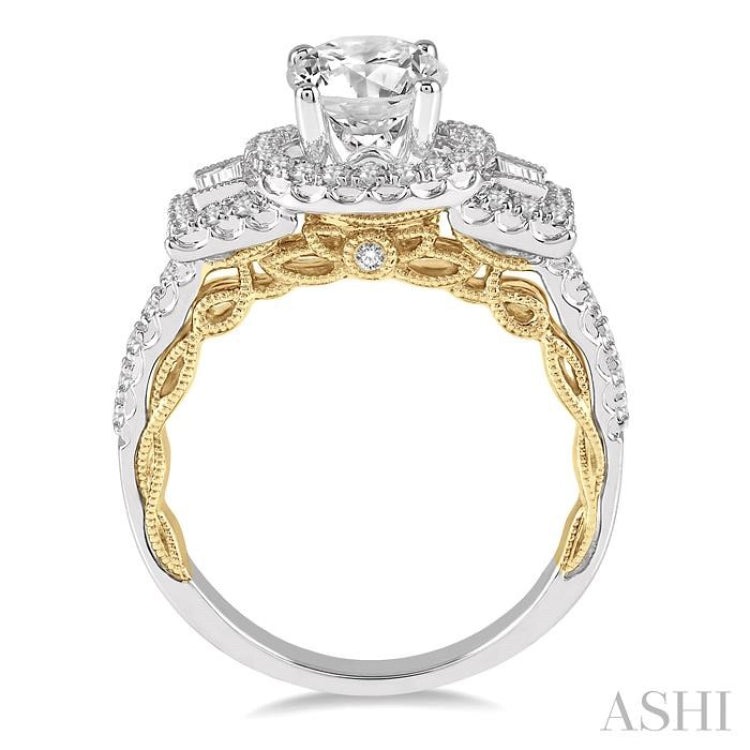 Round Shape Semi-Mount Halo Diamond Engagement Ring