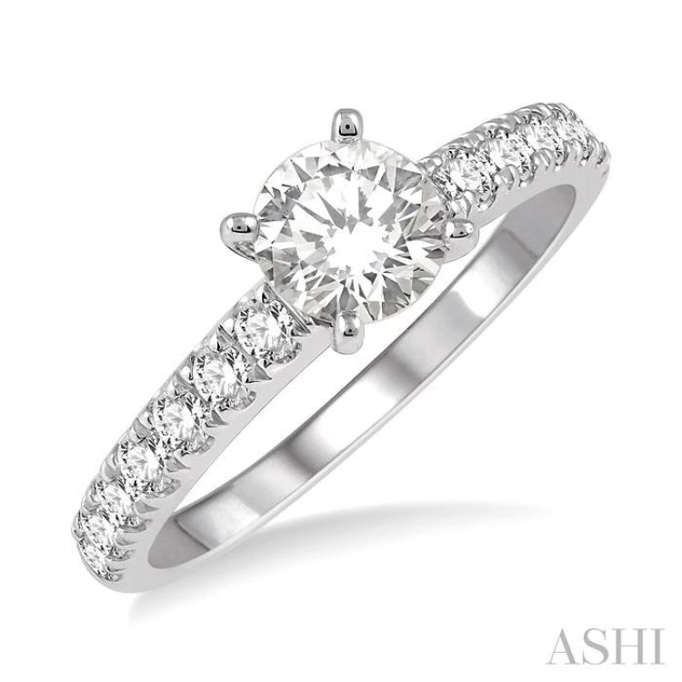 Round Shape Semi-Mount Diamond Engagement Ring