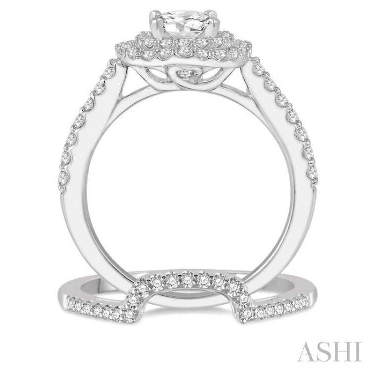 Round Shape Halo Diamond Wedding Set