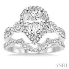 Pear Shape Halo Diamond Wedding Set