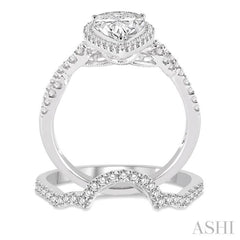 Pear Shape Halo Diamond Wedding Set