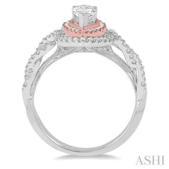 Pear Shape Semi-Mount Halo Diamond Engagement Ring