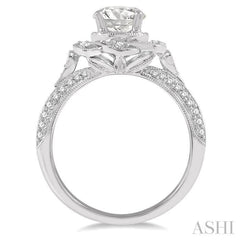 Round Shape Semi-Mount Diamond Flower Engagement Ring