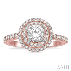 Round Shape Semi-Mount Halo Diamond Engagement Ring