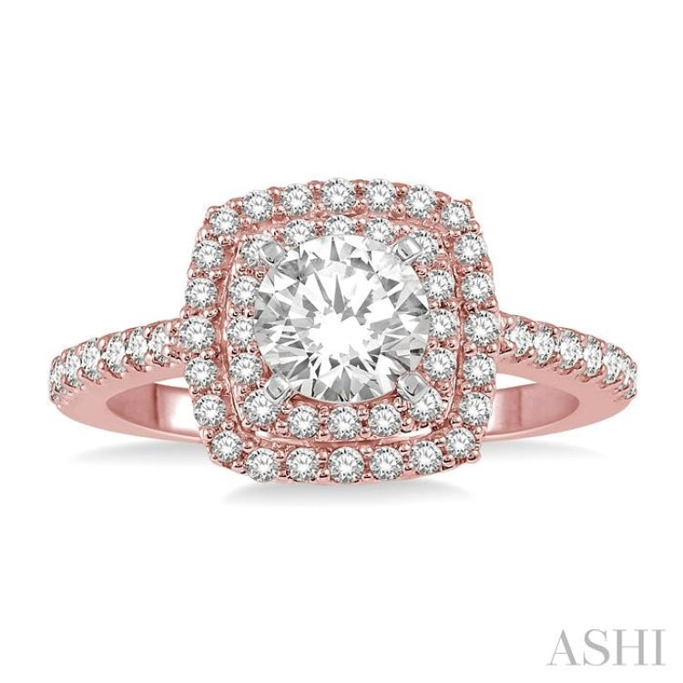 Round Shape Semi-Mount Halo Diamond Engagement Ring