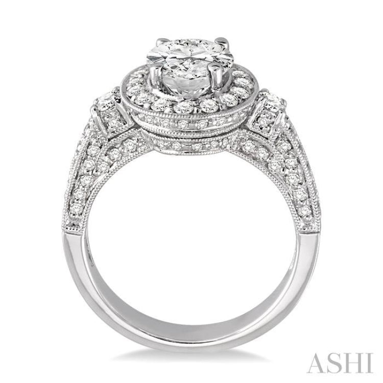 Oval Shape Semi-Mount Halo Diamond Engagement Ring