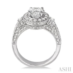 Oval Shape Semi-Mount Halo Diamond Engagement Ring