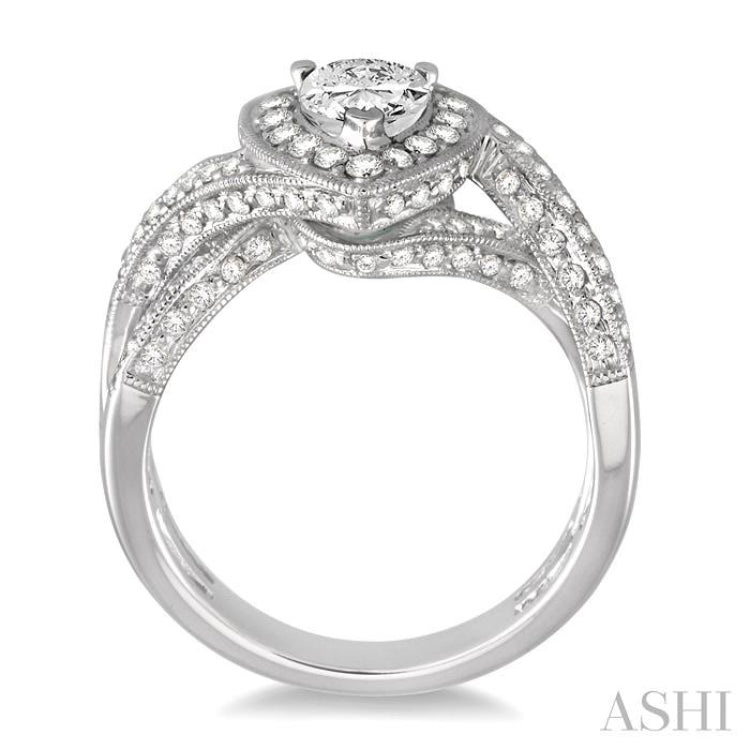 Pear Shape Semi-Mount Halo Diamond Engagement Ring