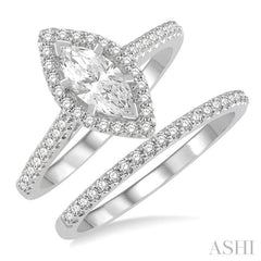 Marquise Shape Halo Diamond Wedding Set